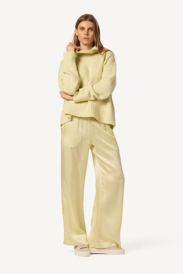 sablyn BRYNN WIDE LEG SILK PANT | PALE CITRON