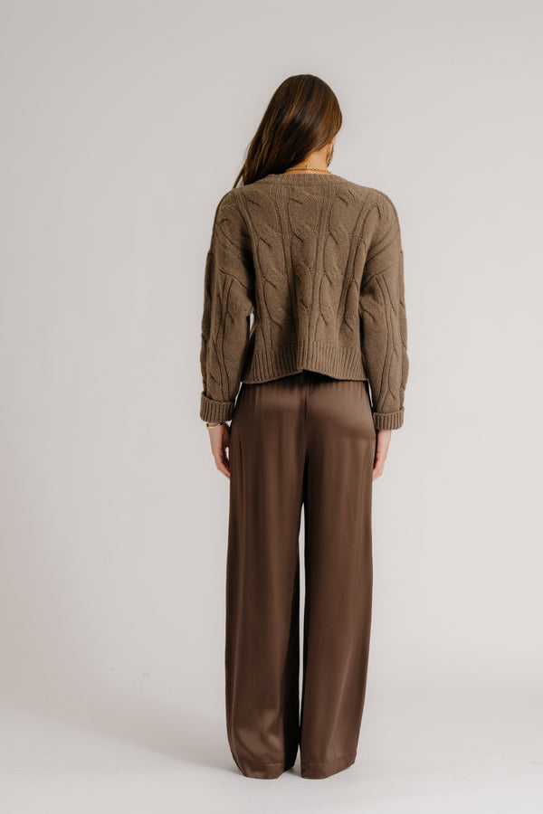 Sablyn BRYNN WIDE LEG SILK PANT | SWISS BROWN