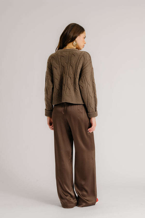 Sablyn BRYNN WIDE LEG SILK PANT | SWISS BROWN