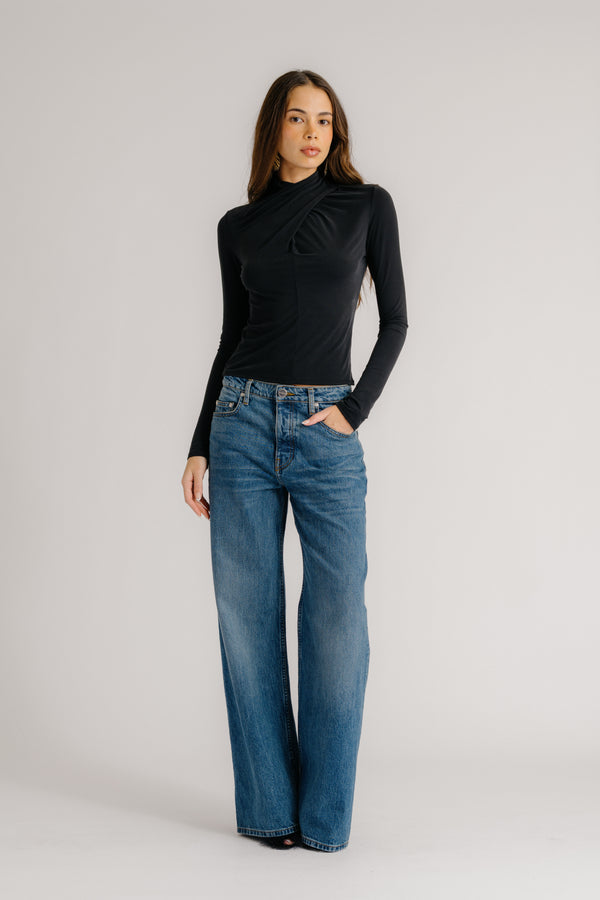 Sablyn CASS DRAPED TURTLENECK | BLACK
