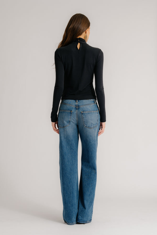 Sablyn CASS DRAPED TURTLENECK | BLACK