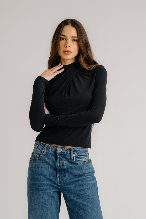 sablyn CASS DRAPED TURTLENECK | BLACK