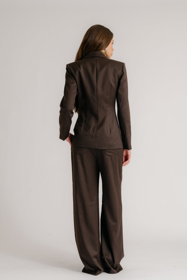 Sablyn CELINE FITTED BLAZER | CHOCOLATE