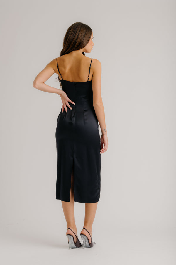 Sablyn CHRISTY SQUARE NECK SILK CAMI DRESS | BLACK