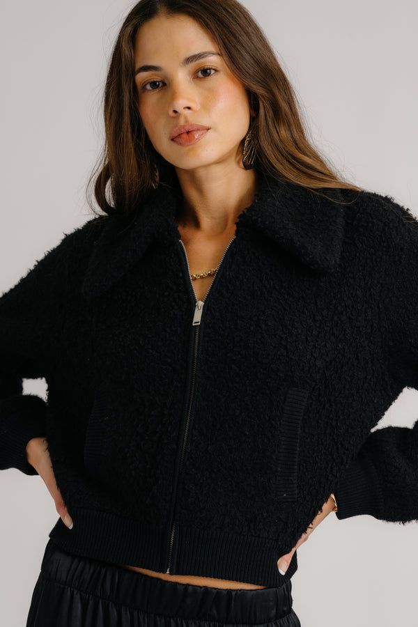 Sablyn CODY COLLARED ZIP UP JACKET | BLACK