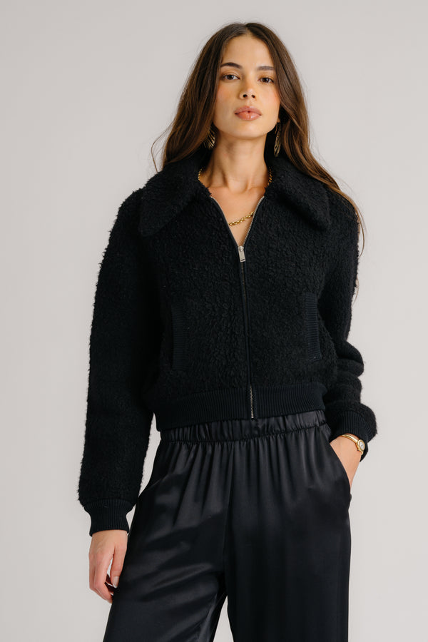 sablyn CODY COLLARED ZIP UP JACKET | BLACK