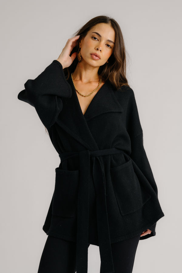 Sablyn COLINE BELTED CASHMERE CARDIGAN | BLACK