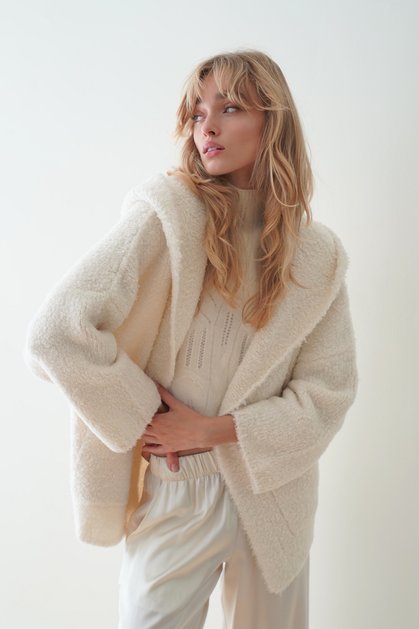 Sablyn DUNE SHERPA HOODED CARDIGAN | GARDENIA