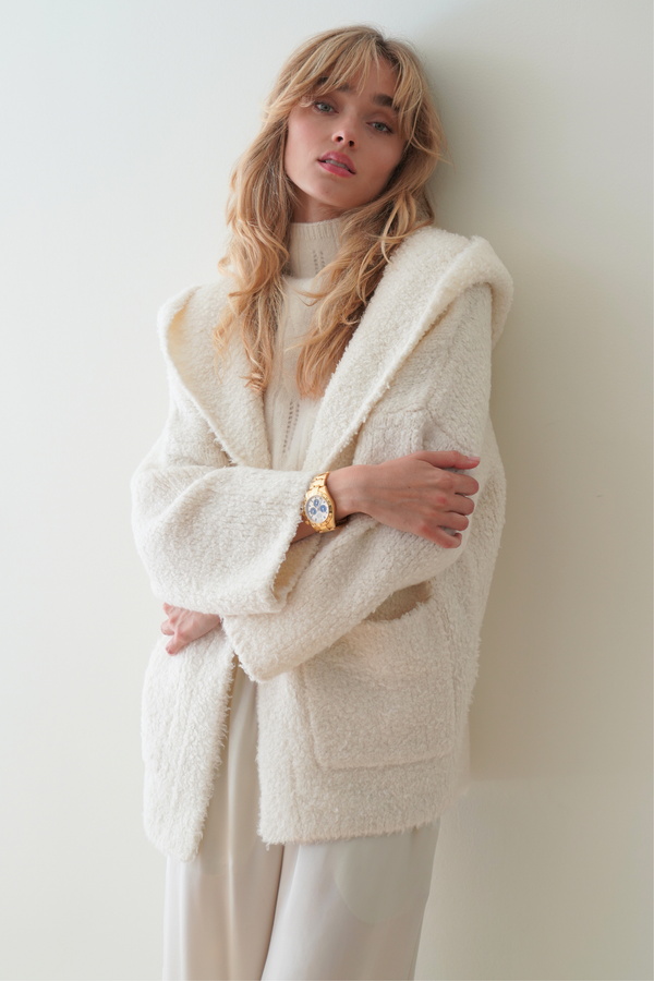 sablyn DUNE SHERPA HOODED CARDIGAN | GARDENIA