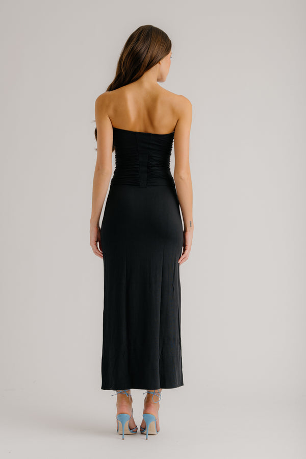 Sablyn ELLE DRAPED STRAPLESS DRESS | BLACK