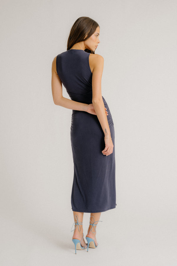 Sablyn ESTELLE TANK DRESS WITH SLITS | MIDNIGHT NAVY