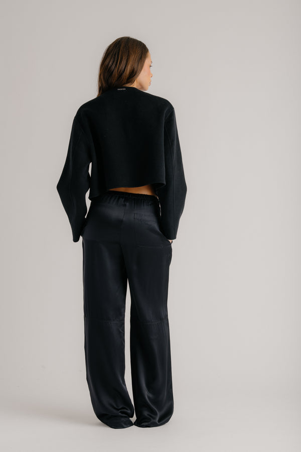 Sablyn FLOREN CROPPED DOUBLE BREASTED COAT | BLACK