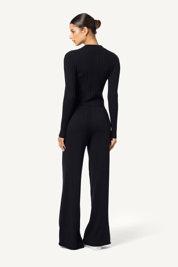 Sablyn FRANCES CROPPED COLLARED HENLEY | BLACK