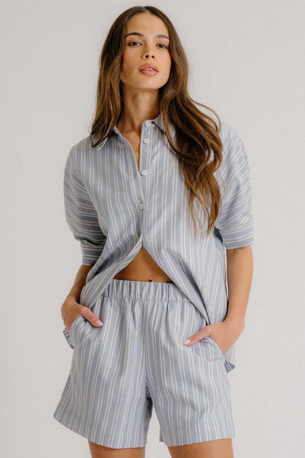 Sablyn GISELE STRIPED BUTTON DOWN | PERIWINKLE MULTI