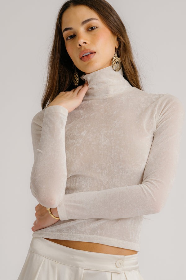 Sablyn HAILEY FITTED MOCK NECK | GARDENIA