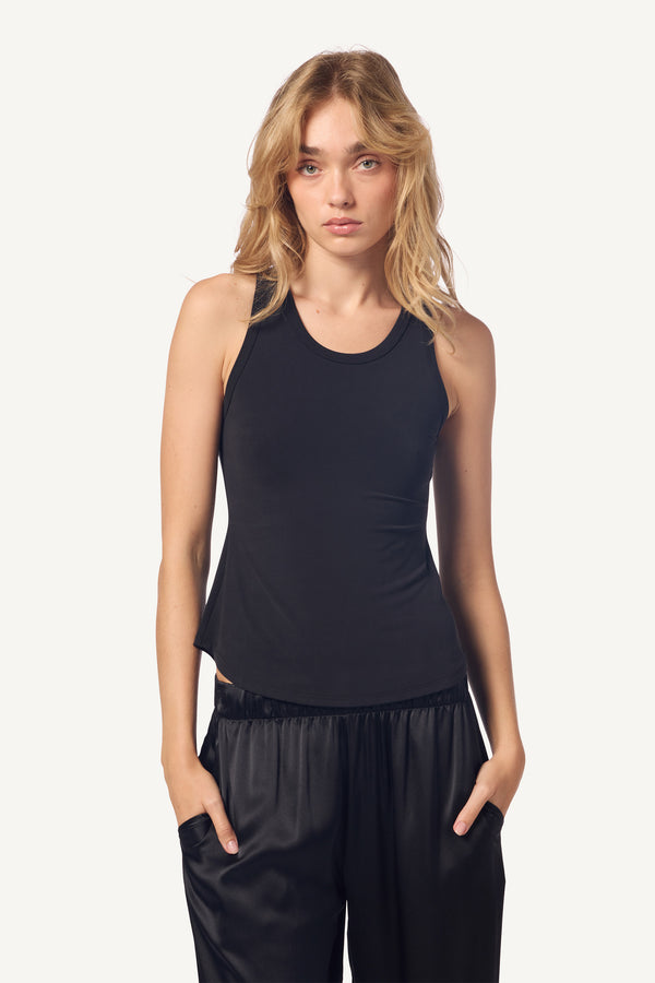 Sablyn JAMEELA SANDWASHED RACERBACK TANK | BLACK