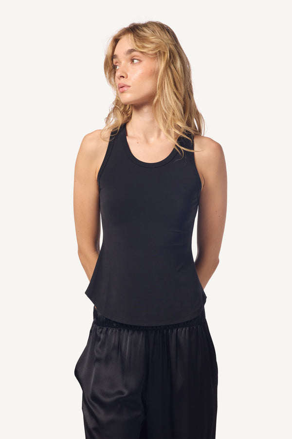 Sablyn JAMEELA SANDWASHED RACERBACK TANK | BLACK