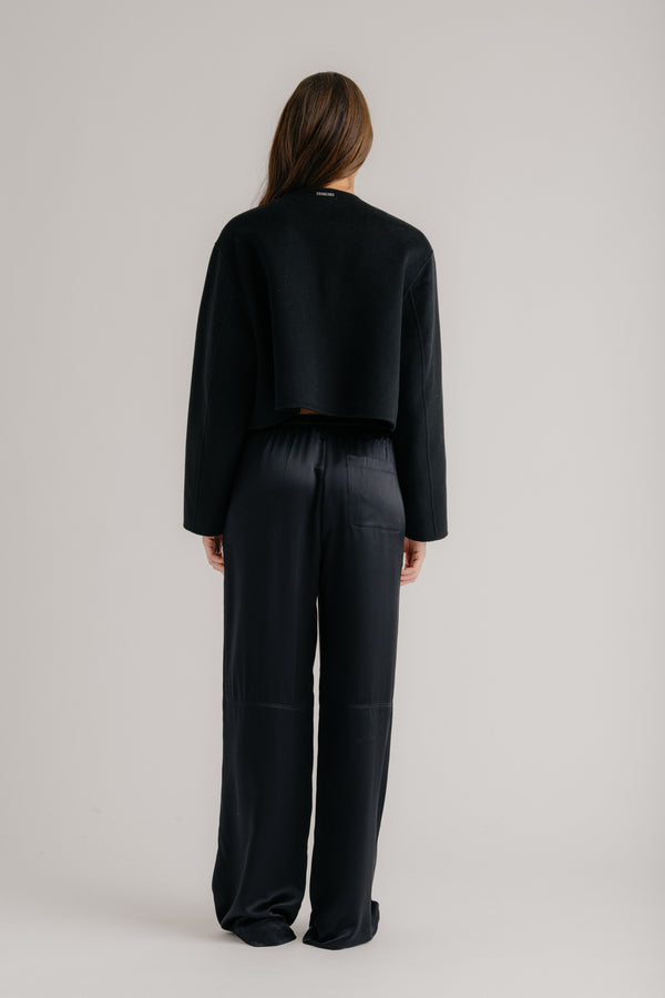 Sablyn LEXI LOWER RISE RELAXED SILK PANT | BLACK