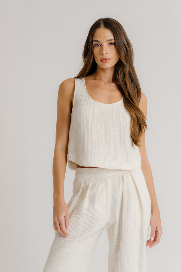 sablyn LINDA GAUZE TANK TOP | GARDENIA
