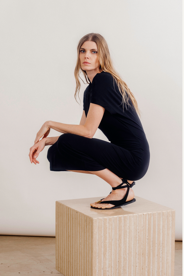 Sablyn LYNN SLOUCH WAIST MIDI T-SHIRT DRESS | BLACK