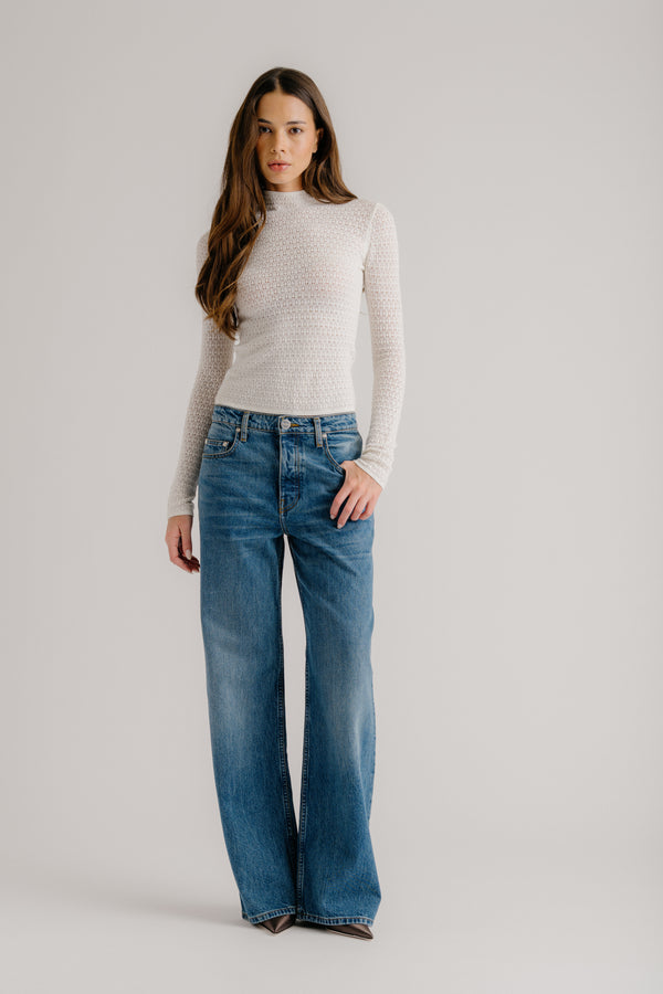Sablyn MARLO LACE FITTED MOCK NECK | GARDENIA