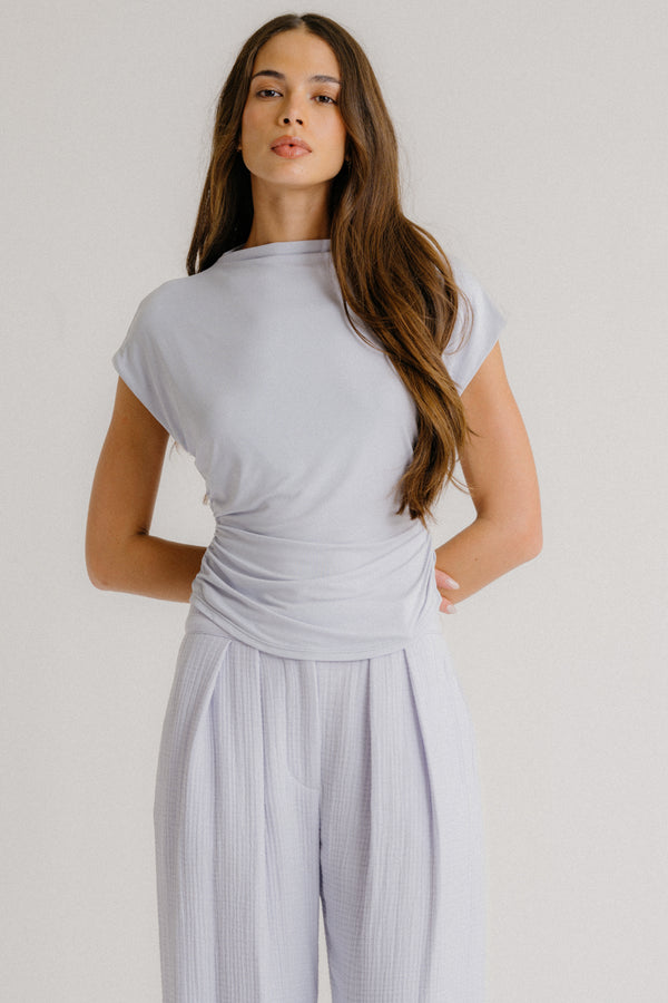 sablyn MENA ROUCHED SLIT NECK TANK | SKYE