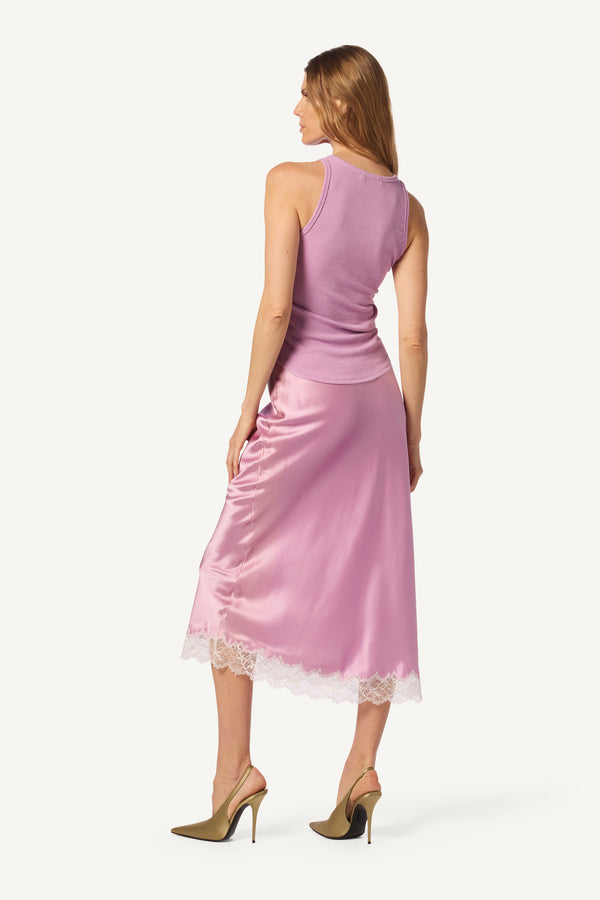 Sablyn MIRANDA LACE TRIM SILK SKIRT | ORCHID
