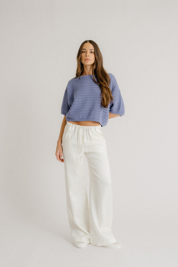 Sablyn NOVA CROPPED BOATNECK TEE | PERIWINKLE