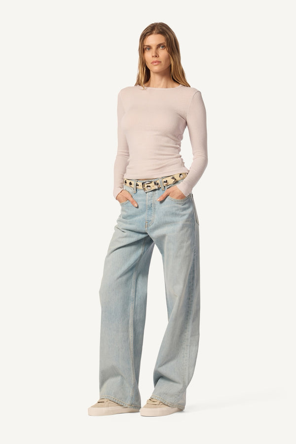 Sablyn QUINCY L/S FITTED CREWNECK RIB TOP | HIMALAYA