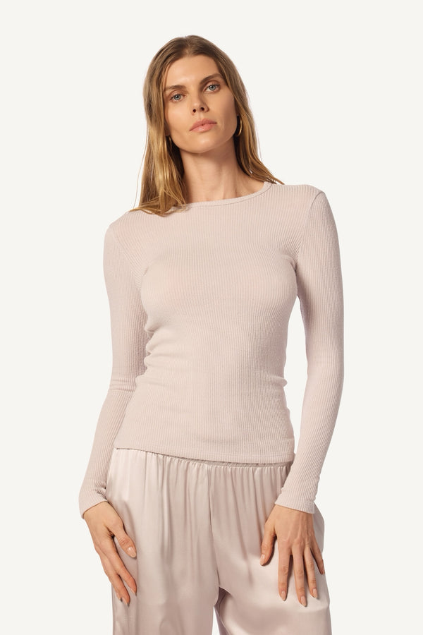 Sablyn QUINCY L/S FITTED CREWNECK RIB TOP | HIMALAYA