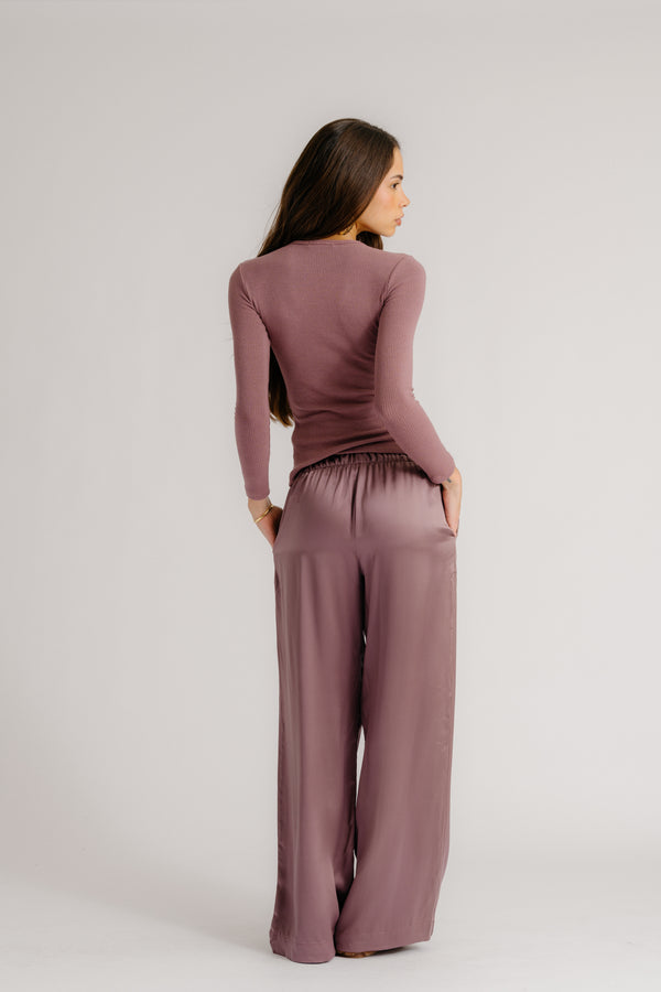 Sablyn QUINCY LS FITTED CREWNECK TEE | DUSTY VIOLET