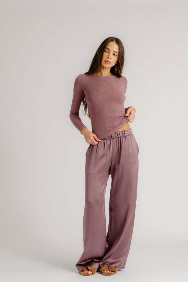 sablyn QUINCY LS FITTED CREWNECK TEE | DUSTY VIOLET
