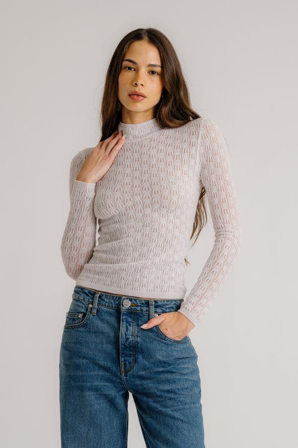 sablyn RHEA LONGSLEEVE MOCK NECK | GARDENIA