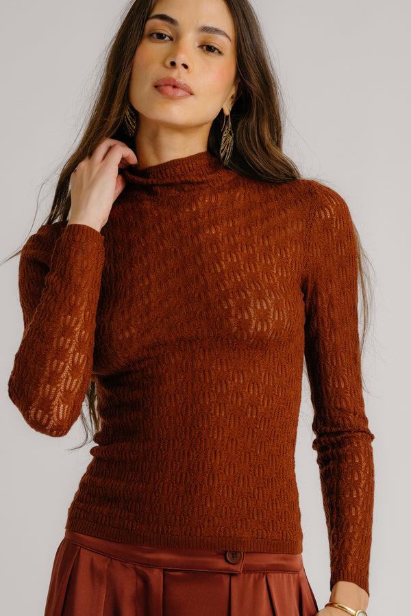 Sablyn RHEA LONGSLEEVE MOCK NECK | MAHOGANY