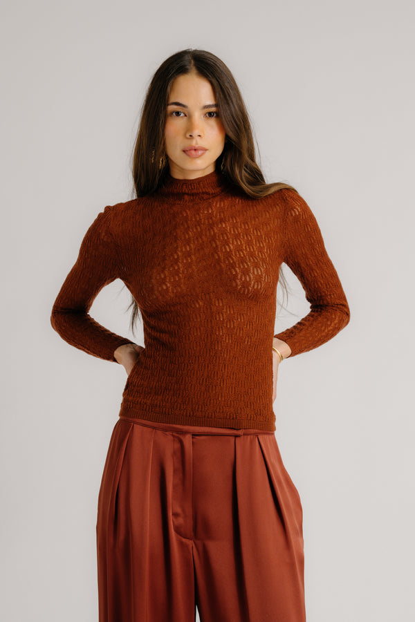 sablyn RHEA LONGSLEEVE MOCK NECK | MAHOGANY