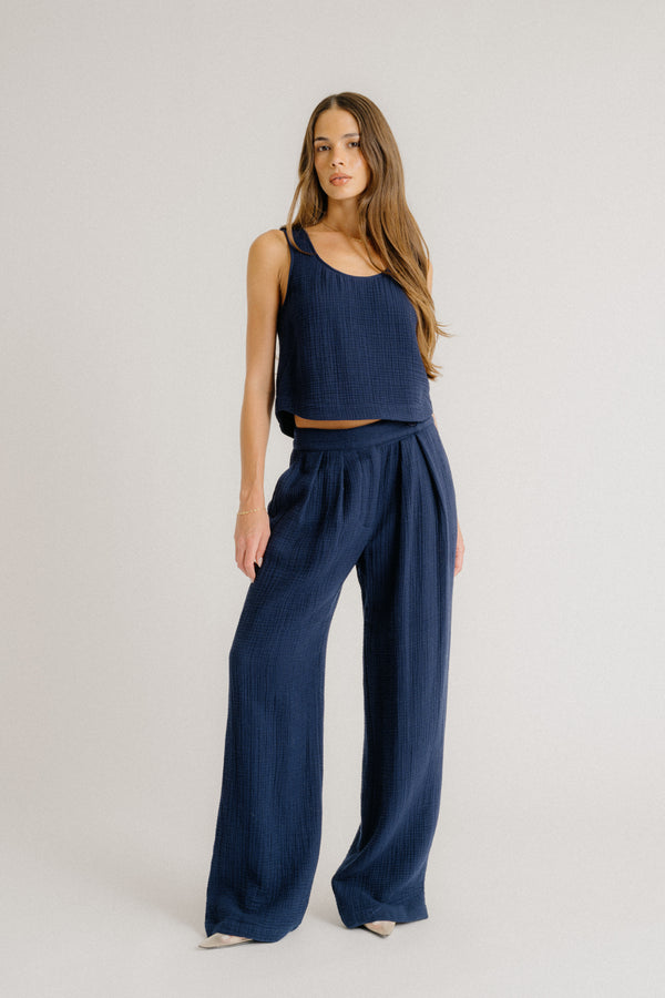 sablyn RYAN HIGH RISE PLEATED PANT | MIDNIGHT NAVY