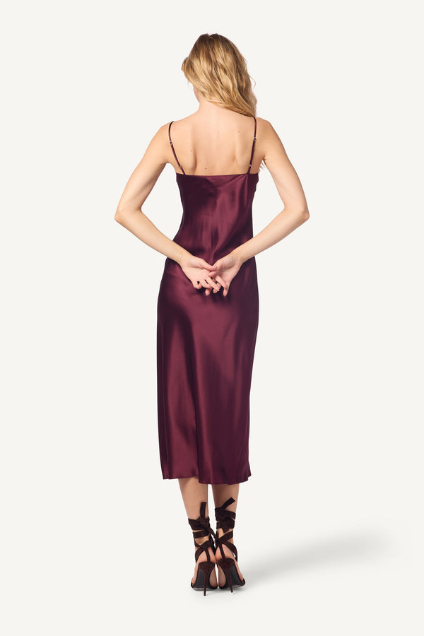 Sablyn TAYLOR MIDI SILK SLIP DRESS | BORDEAUX