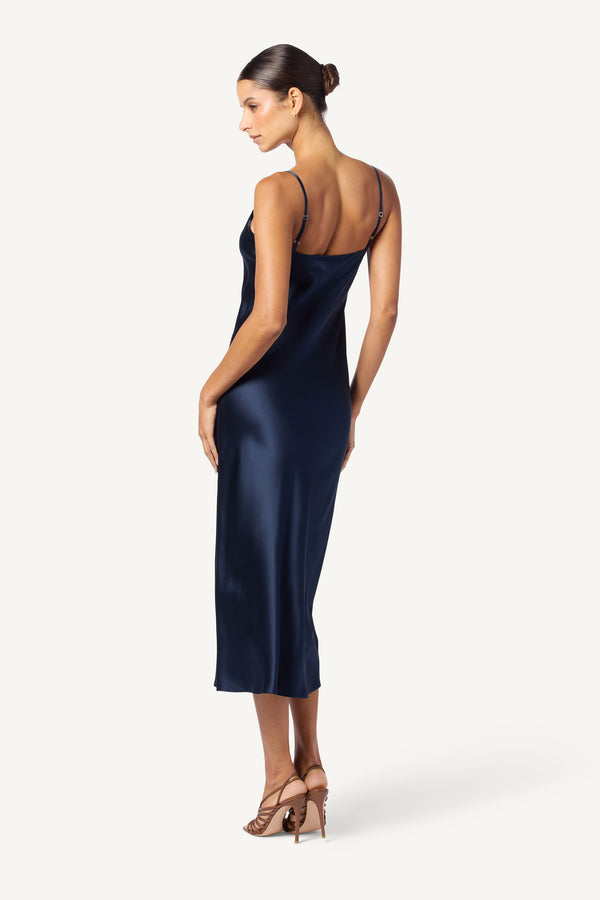 Sablyn TAYLOR MIDI SILK SLIP DRESS | MIDNIGHT NAVY