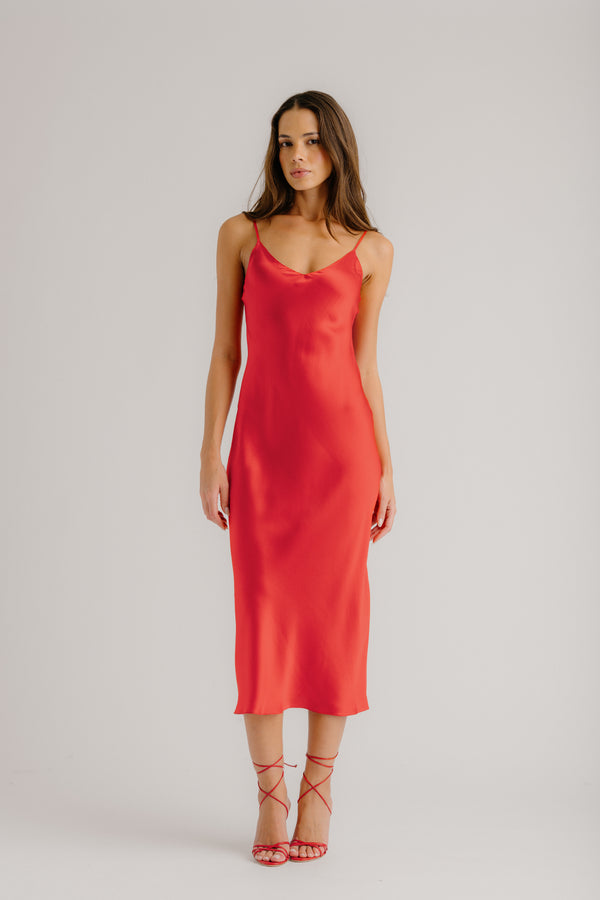 Sablyn TAYLOR SILK SLIP DRESS | SCARLET