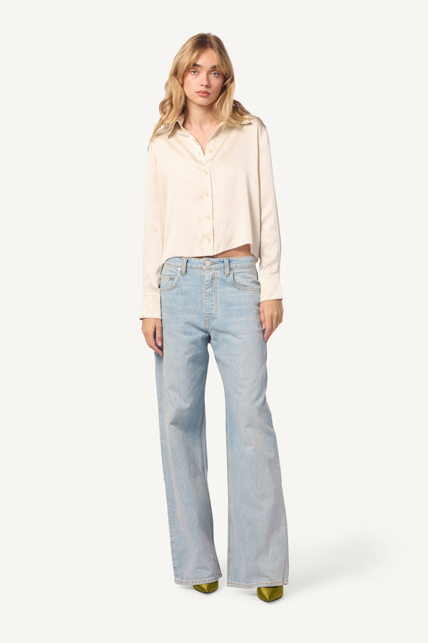 sablyn YVES STRAIGHT HEM SILK BUTTON DOWN | GARDENIA