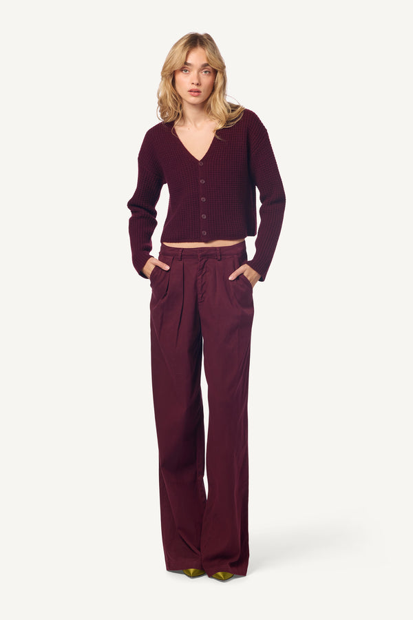 Sablyn SOLSTICE LOW RISE PLEATED CASUAL PANT | BORDEAUX