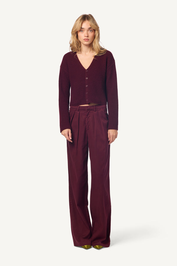 sablyn SOLSTICE LOW RISE PLEATED CASUAL PANT | BORDEAUX