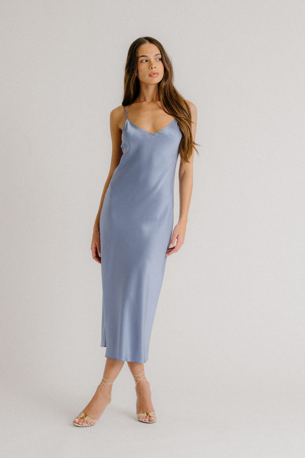 sablyn TAYLOR V-NECK BIAS CUT SILK DRESS | PERIWINKLE