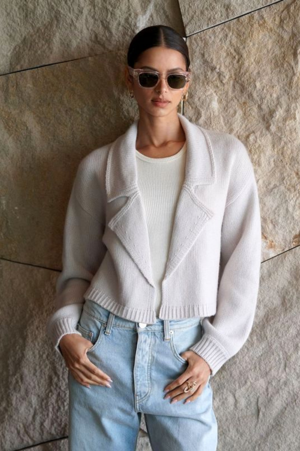 Sablyn TYRA RELAXED COLLARED CASHMERE CARDIGAN JACKET | HIMALAYA