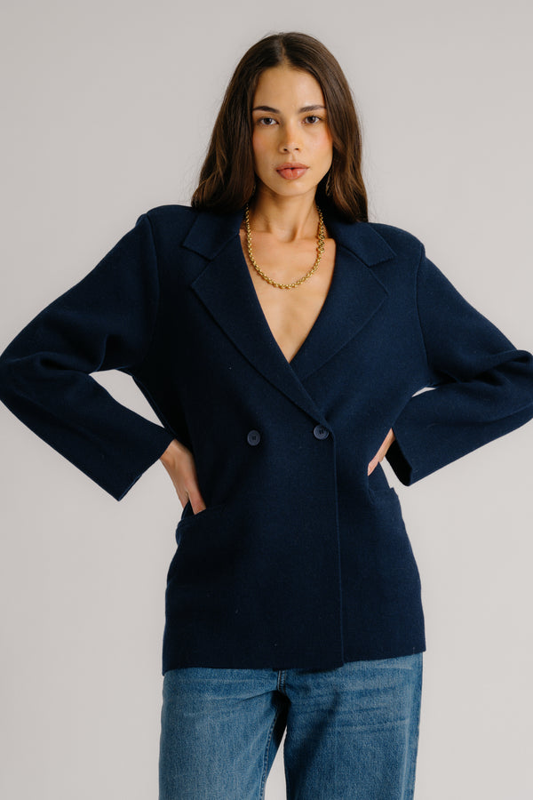Sablyn VIVIAN RELAXED DOUBLE BREASTED BLAZER | MIDNIGHT NAVY