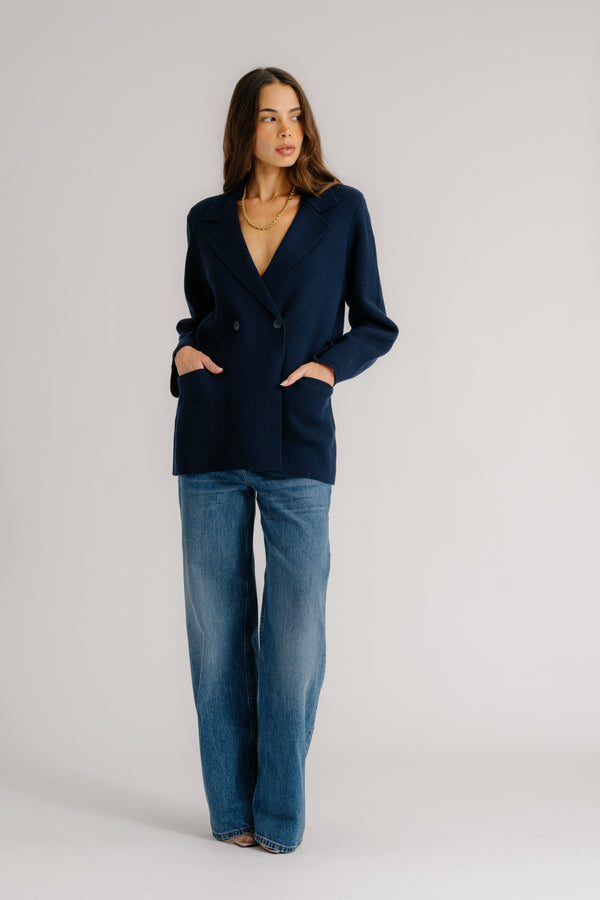 sablyn VIVIAN RELAXED DOUBLE BREASTED BLAZER | MIDNIGHT NAVY