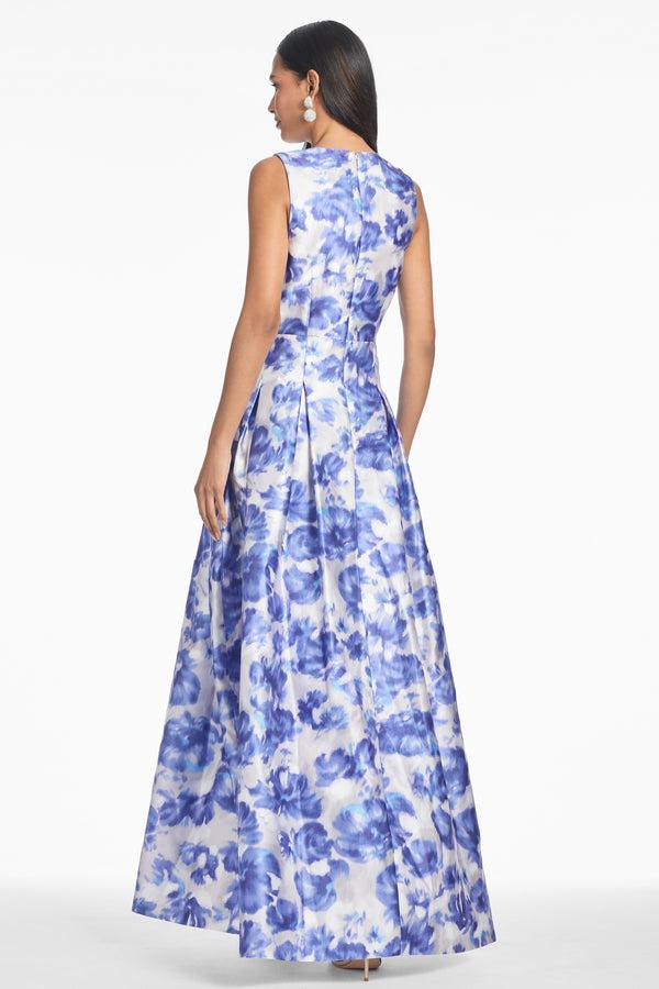 Sachin & Babi Brooke Gown - Azure Watercolor Floral - Final Sale