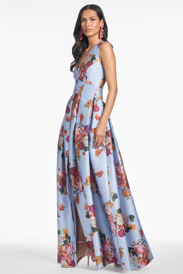 Sachin & Babi BROOKE GOWN - GLACIAL BLUE BRIGHT BOUQUET