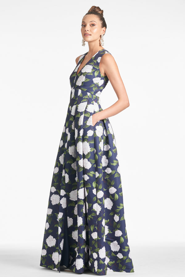 sachin & babi Brooke Gown - Navy/Ivory Moonlit Garden - Final Sale