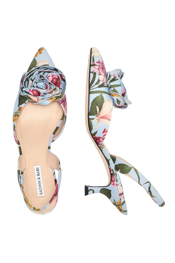 sachin & babi CARNEGIE KITTEN HEEL - GLACIAL BLUE BLOSSOMS